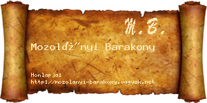 Mozolányi Barakony névjegykártya